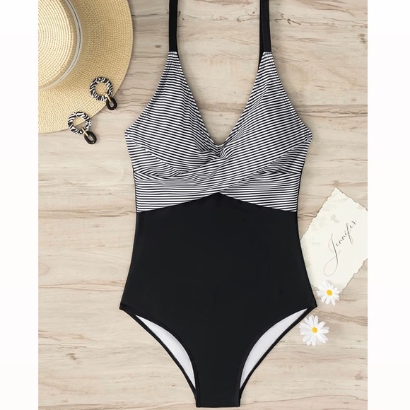 NEW ✨ Women's One Piece V Neck Swimsuit + Tummy Control - Picture 2 of 4